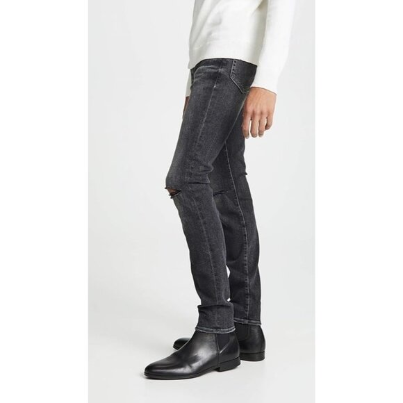 FRAME L'Homme Skinny Hubbell Grey Black Mid Rise Stretch Slim Leg Jeans, Size 30 - Picture 3 of 14